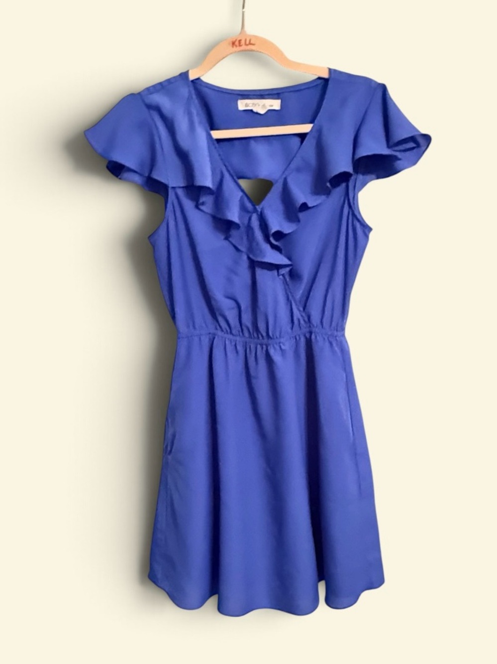BCBGeneration Cobalt Blue Ruffle V-Neck Mini Dress